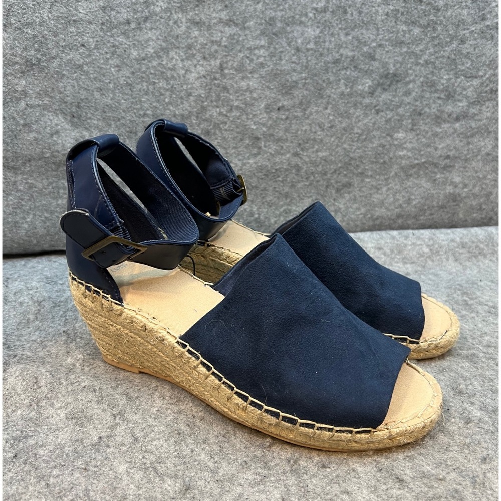 Gap Espadrille Wedge Sandals Ankle Strap Open‎ Toe Casual Navy Size 8